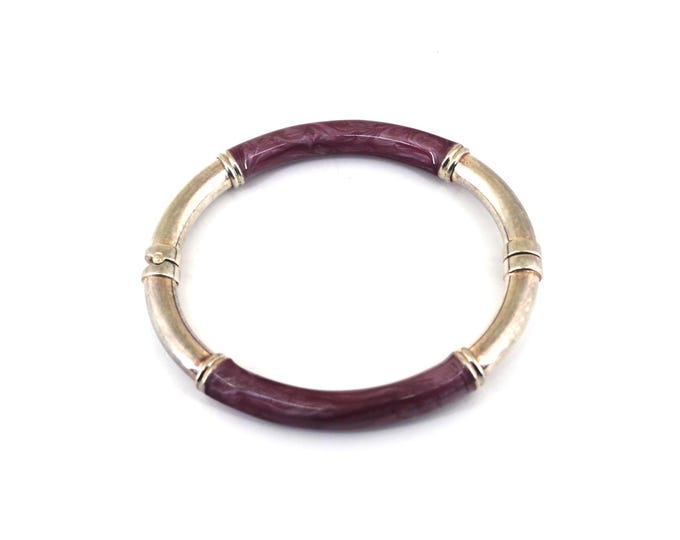 Vintage Milor Italy Purple Enamel Bangle Bracelet 925 Sterling BR 201