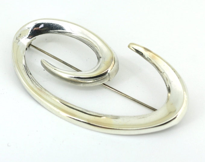 Vintage Mexico Letter C Open Swirl Pure Design Pin/Brooch 925 Sterling BB 404