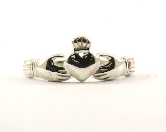 Vintage Size 9.25 Ireland Claddagh Heart In Hands Ring 925 Sterling Silver RG 632-E