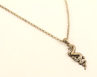 Vintage 18 Inch Dragon Pendant Necklace Sterling Silver NC 779