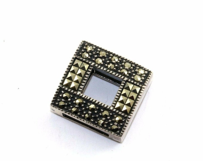 Judith Jack Square Shape Marcasite Stones Pendant 925 Sterling Pd 1237