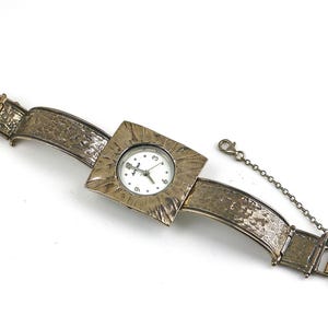 Vintage Artiny Japan Bewegung Wasserdicht Israel Style Gehämmerte Uhr 925 Sterling Silber OT 270