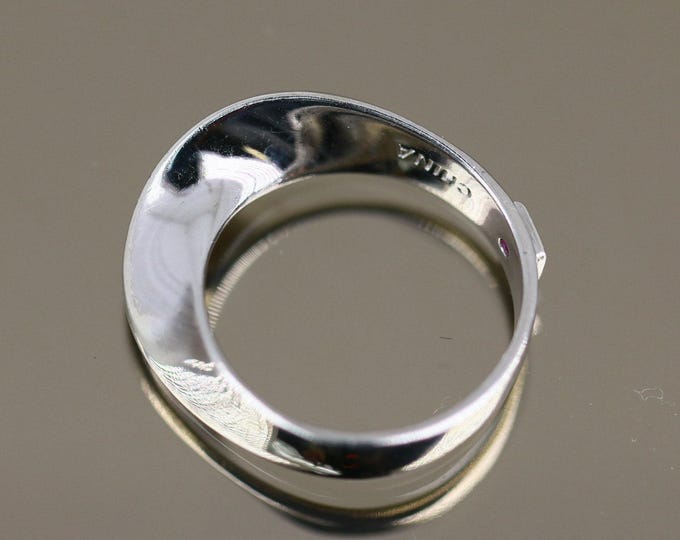 Vintage Size 8 Curved Twisted Thin Design Band Ring 925 Sterling RG 4312