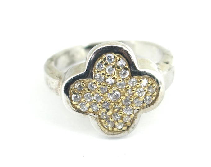 Vintage Flower Floral Clover Design Ring 925 Sterling Silver RG 4534