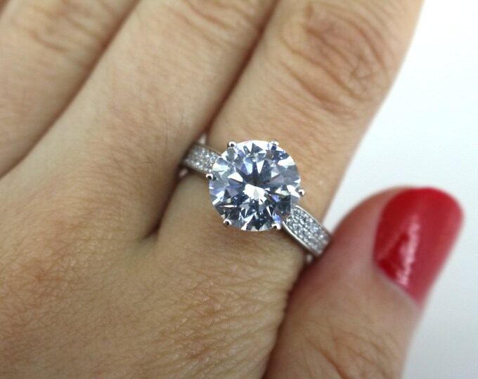 Size 7 Round White CZ Statement Ring 925 Sterling Silver RG 1402