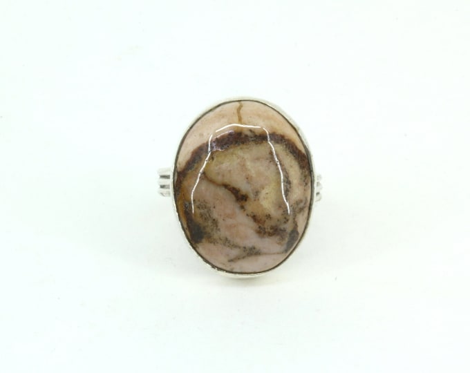 Vintage Size 5.5 Oval Gemstone Ring Sterling 925 Rg 598