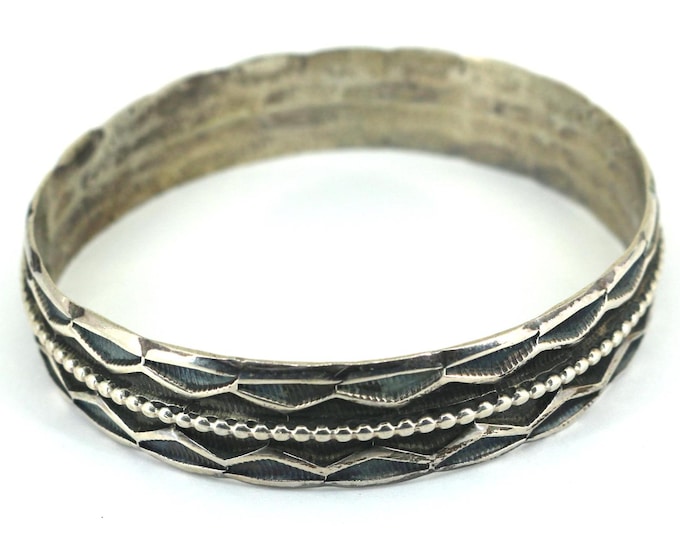 Vintage Rhombus Design Bangle Bracelet  925 Sterling BR 1151-E