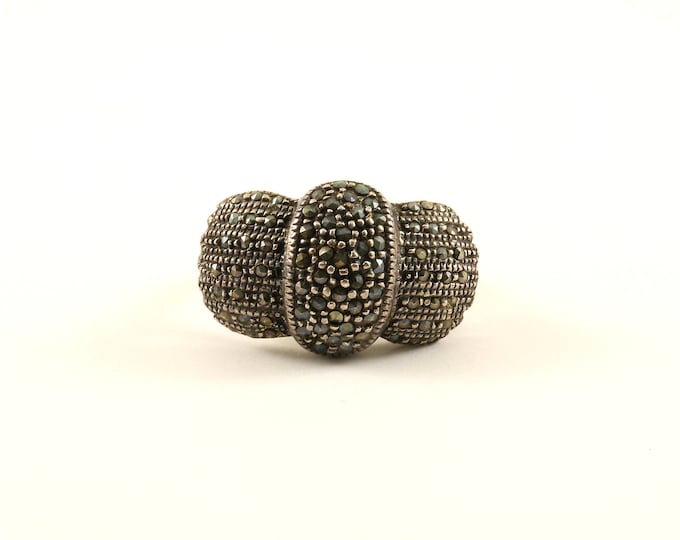 Vintage Size 7 Bow Tie Marcasite Design Ring 925 Sterling RG 3106