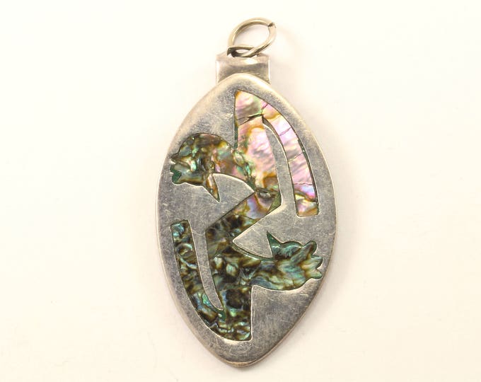 Vintage Taxco Mother of Pearl Pendant 925 Sterling Silver PD 2331