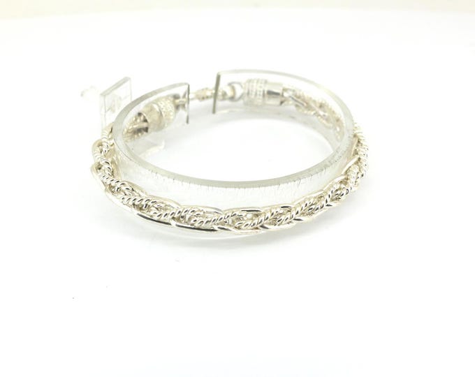 Vintage Men Twisted Design Chain Bracelet Sterling Silver 925 Br 3196