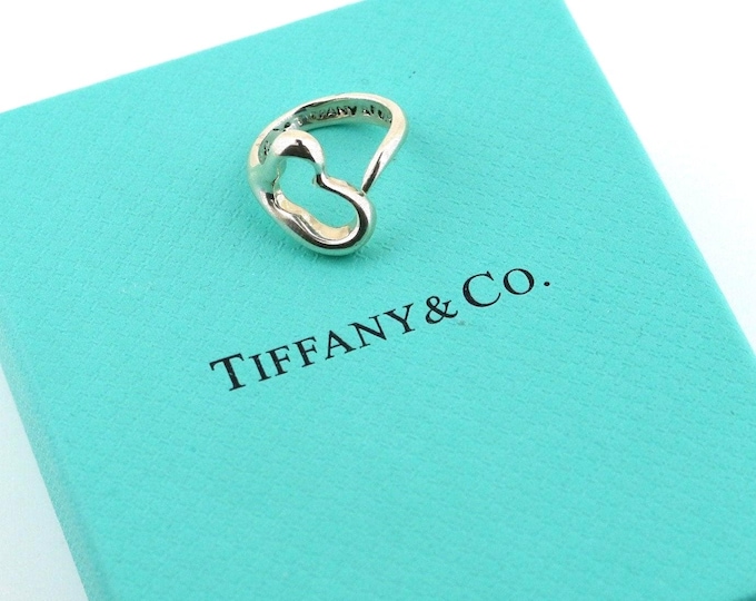 Retired Tiffany & Co. Elsa Peretti Open Heart Ring 925 Sterling Silver Size 5.5 RG 3455