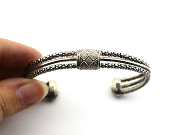 Vintage Michael Dawkins Diamond Pave Design Cuff Bracelet 925 Sterling Silver BR 2543A