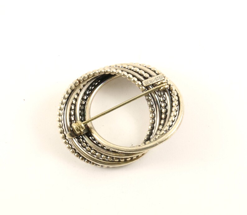 Vintage Beautiful Beau Designer Round Circle Swirl Design PinBrooch 925 Sterling BB 1510