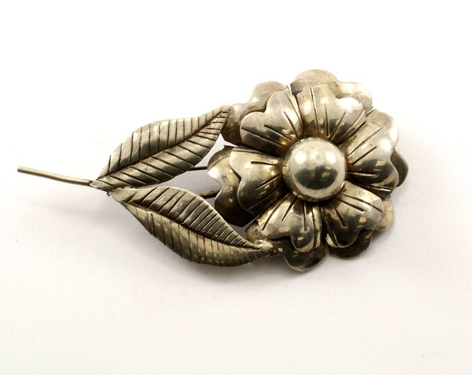 Vintage Flowers Floral Design Pin/Brooch 925 Sterling BB 780-E