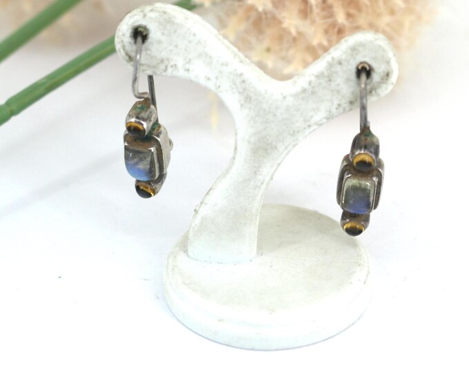 Vintage blue Moonstone Drop Dangle Earrings Sterling Silver 925 ER 1324