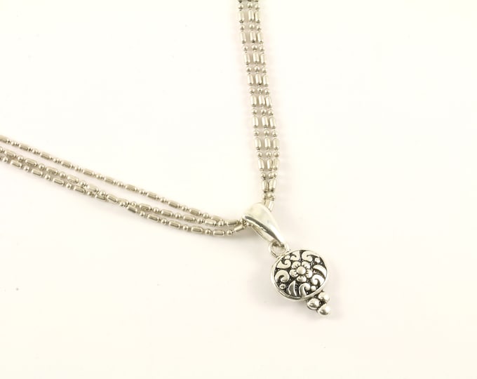 Vintage Scroll Floral Design Necklace 925 Sterling Silver NC 812