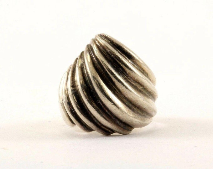 Vintage Size 7 Waved Design Band Ring 925 Sterling Silver Rg 15-e