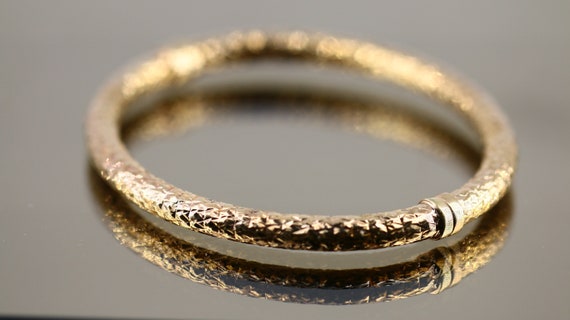 Vintage Italy Rose Gold Plate Diamond Cut Snake T… - image 4