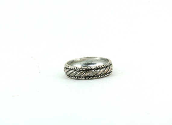 Vintage Size 8  Rope Pattern Band Sterling 925 Si… - image 1