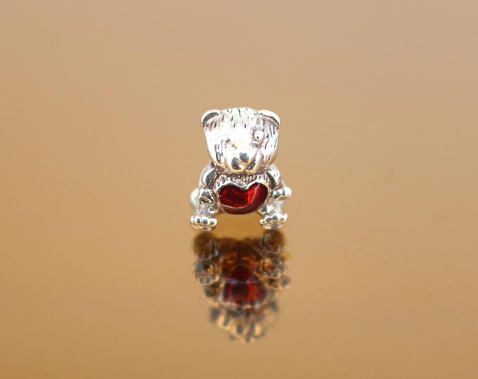 Vintage RCI Teddy Bear Bead Charm For Bracelets & Necklaces Sterling Silver CH 355