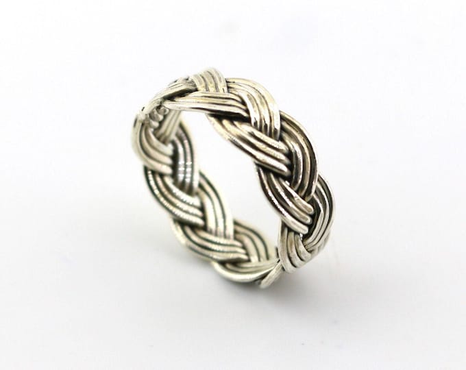 Vintage Size 11.5 Braid Braided Large Man Simple Plain Design Ring 925 Sterling Silver RG 700Q