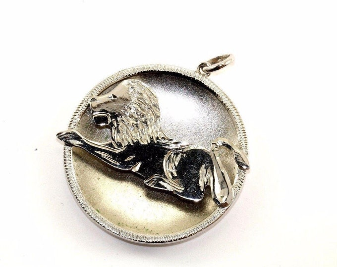 Vintage Lion Leo Zodiac Sign Astrology Round Pendant 925 Sterling Pd 781(273772197893)
