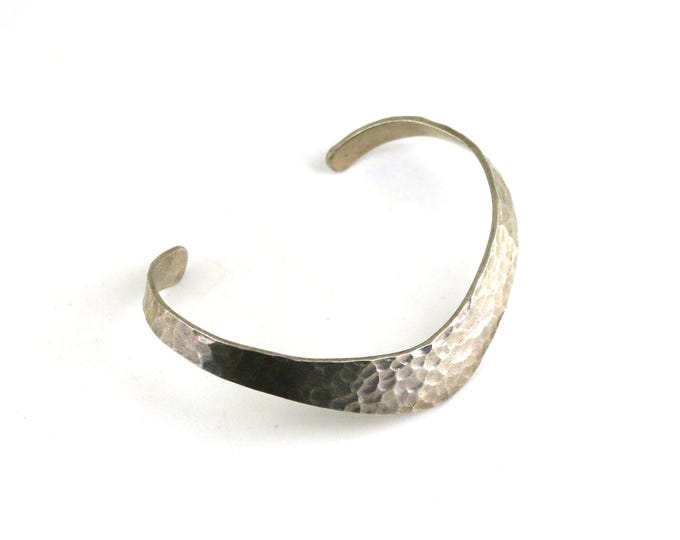 Vintage Scroll Hammered Wave Design Cuff Bracelet 925 Sterling BR 766A