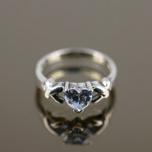 vintage Taille 8 XO True Love Heart Avec Cristal Blanc Design Statement Ring 925 Sterling Silver RG 2204