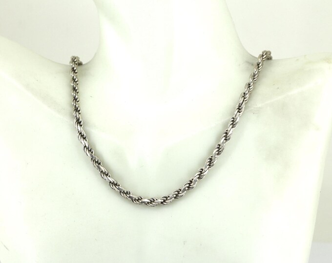 Vintage Italian  Minimalistic Classic Cut Rope  Chain  Necklace 925 Sterling NC681