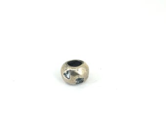 Vintage Pandora Inlaid Hearts Charm Block Bead For European Bracelet Sterling Silver CH 14A