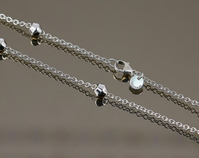 Authentic Tiffany and Co Barrel Bead By the Yard Chain Necklace Sterling 925 NC 411