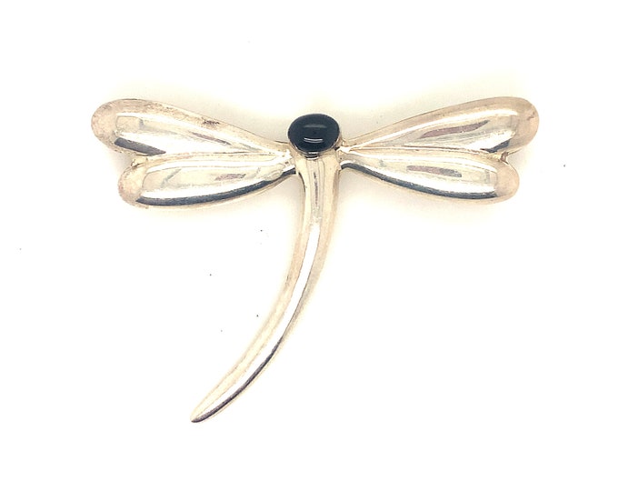 Vintage Brooch | Onyx Design Brooch | Dragonfly Design Brooch | Cut Design Brooch | Silver 925 Sterling | BB 1662N