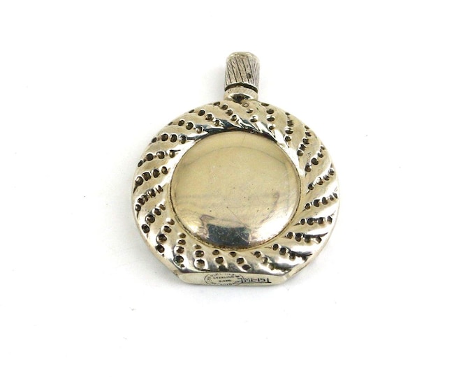 Vintage Flat Round Shiny Small Oil Perfume Bottle 925 Sterling OT 074