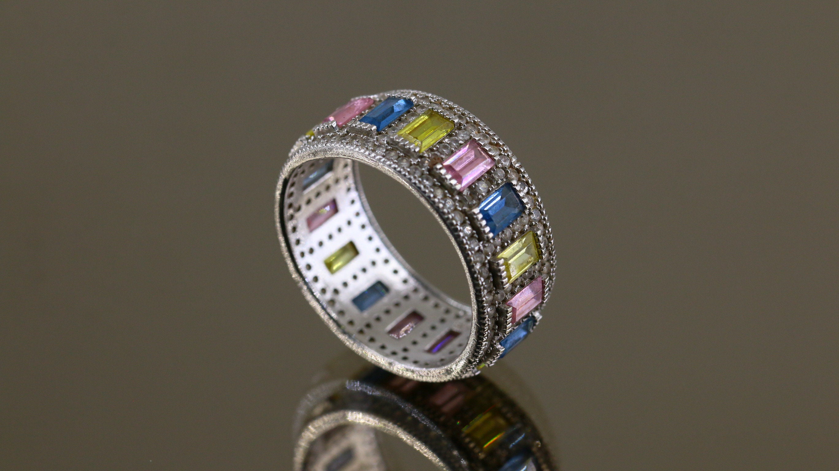 豪華 Vintage Size CZ Crystals Color Multi Rectangle Round 11 アクセサリー
