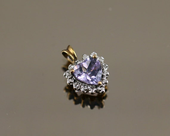 Vintage Beautiful Small Heart Love Purple Crystal… - image 1