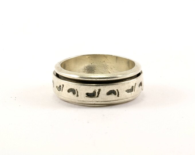 Vintage Size 7 Foot Engraved Design Spinning Band Ring 925 Sterling Silver RG 1976