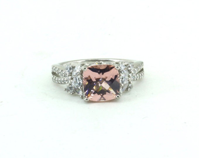 Vintage Size 6.25 Pink CZ Dainty  Ring 925 Sterling Silver Rg 3501