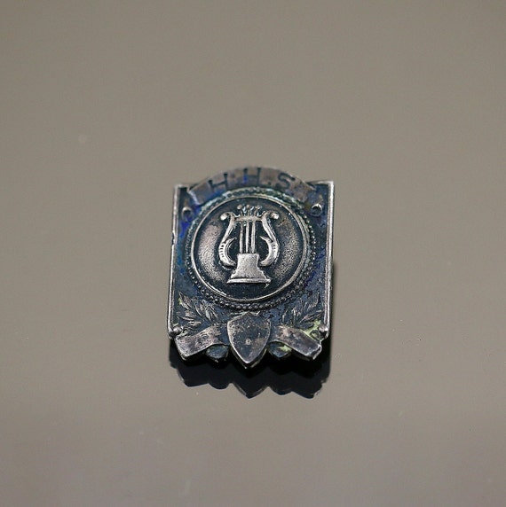 Vintage Abbreviation HHS School Theme Coat Of Arms Harp Brooch Etsy