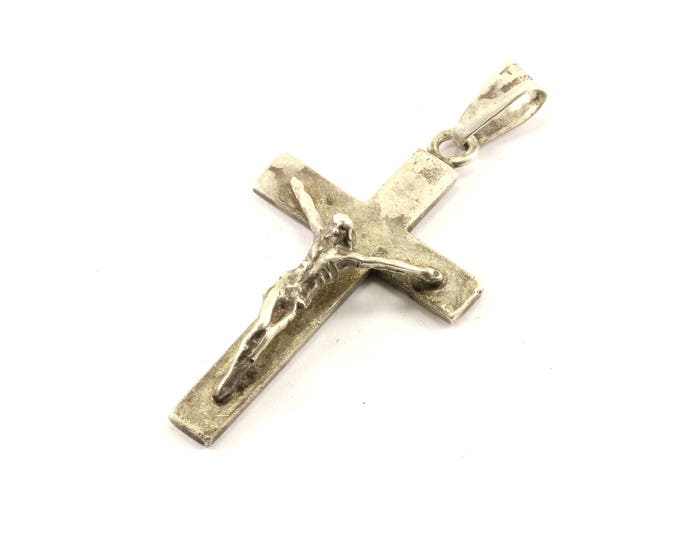 Vintage Large Religious Cross Pendant 925 Sterling Silver PD 1120
