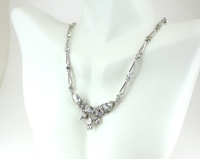 Vintage Bridal CZ White Necklace CZ 925 Sterling Nc 2065