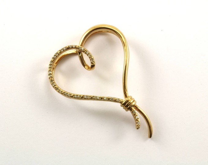 Vintage Heart Shape CZ Inlay Pendant 925 Sterling Silver PD 1338-E