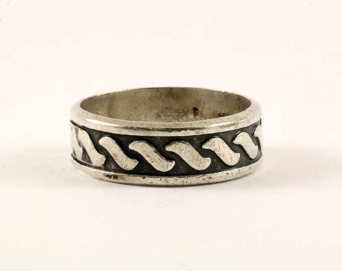 Vintage Waved Design Band Ring 925 Sterling Silver RG 3663