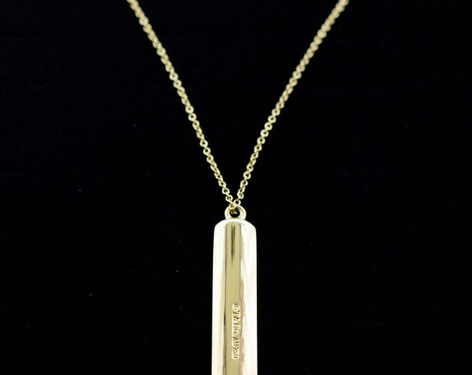Authentic Tiffany & Co. 18k Yellow Gold 1837 Rectangle Pendant Necklace 18