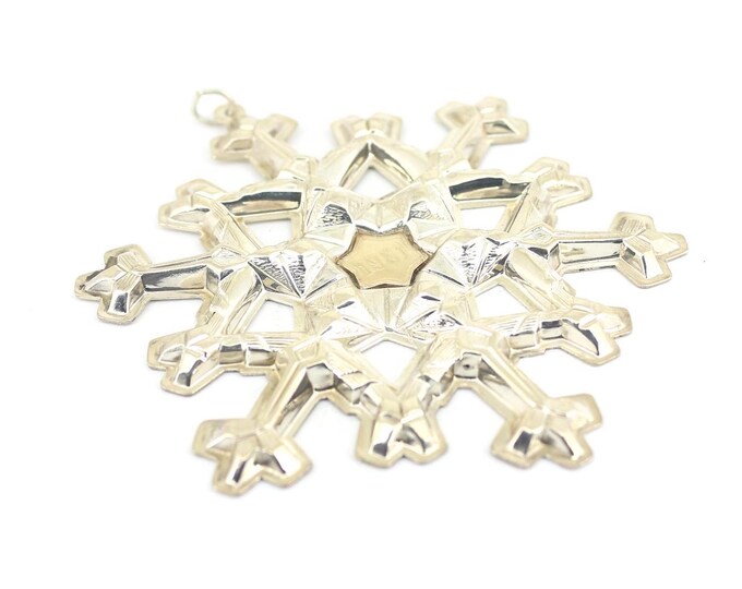 Vintage Snowflake 1981 Christmas Tree Ornament Gold Filled Yearmark Gorham Sterling PD 2920