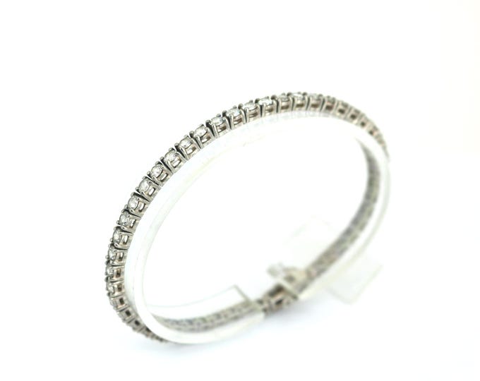Vintage Shiny White Cubic Zirconia Crystal Tennis Bracelet Sterling Silver BR 2255