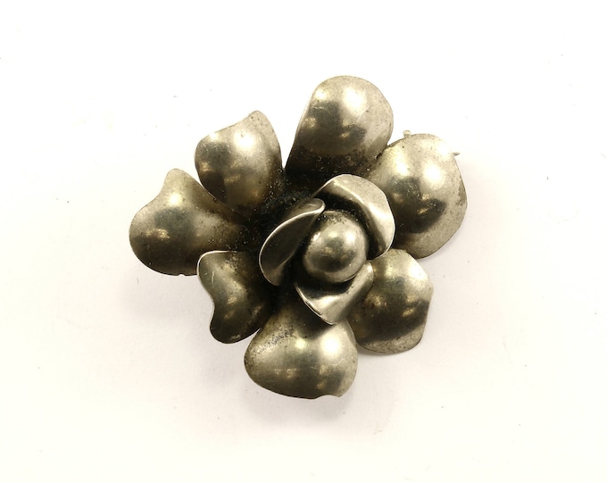 Vintage Rose Flower Design Pin/Brooch 925 Sterling BB 820