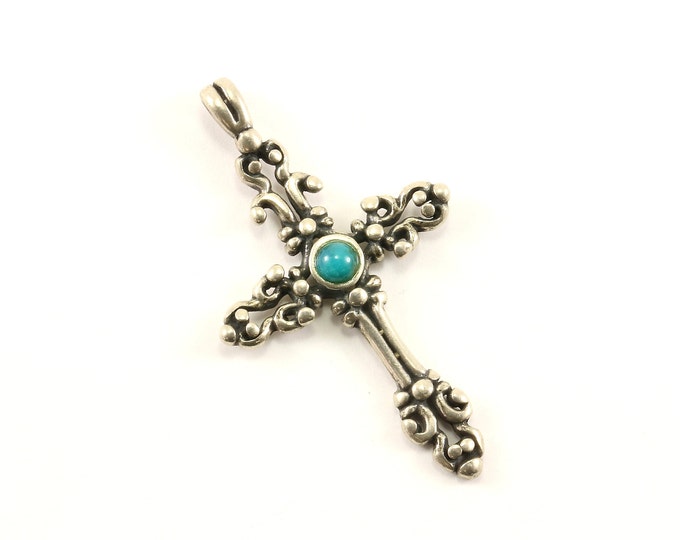 Vintage Beautiful Scroll Religious Cross Design Pendant 925 Sterling  PD 1435