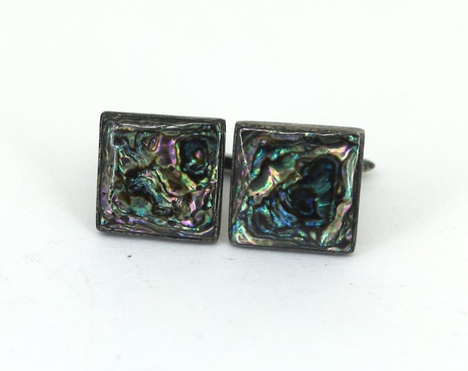Vintage Taxco Square Abstract  Colorful  Cufflinks 925 Sterling  Silver OT 462
