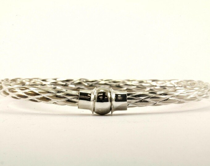 Vintage Rope Design Bangle Bracelet 925 Sterling Br 2665(123726799958)
