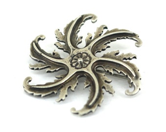 Vintage Luxury Star Swirl Shape Brooch 935 Sterling Silver BB 2025